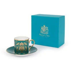 Royal Collection Shop Acanthus Teal Coffee Cup And Saucer