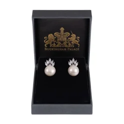 Royal Collection Shop Crown And Pearl Stud Earrings