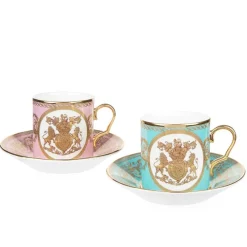 Royal Collection Shop Special Edition Lustre Pink And Green Coffee Cup And Saucer