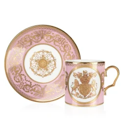 Royal Collection Shop Special Edition Lustre Pink And Green Coffee Cup And Saucer