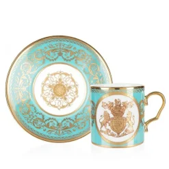 Royal Collection Shop Special Edition Lustre Pink And Green Coffee Cup And Saucer