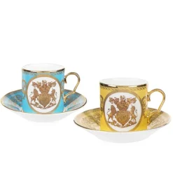 Royal Collection Shop Special Edition Lustre Turquoise And Yellow Coffee Cup And Saucer