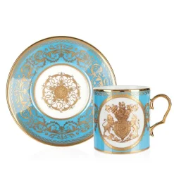 Royal Collection Shop Special Edition Lustre Turquoise And Yellow Coffee Cup And Saucer